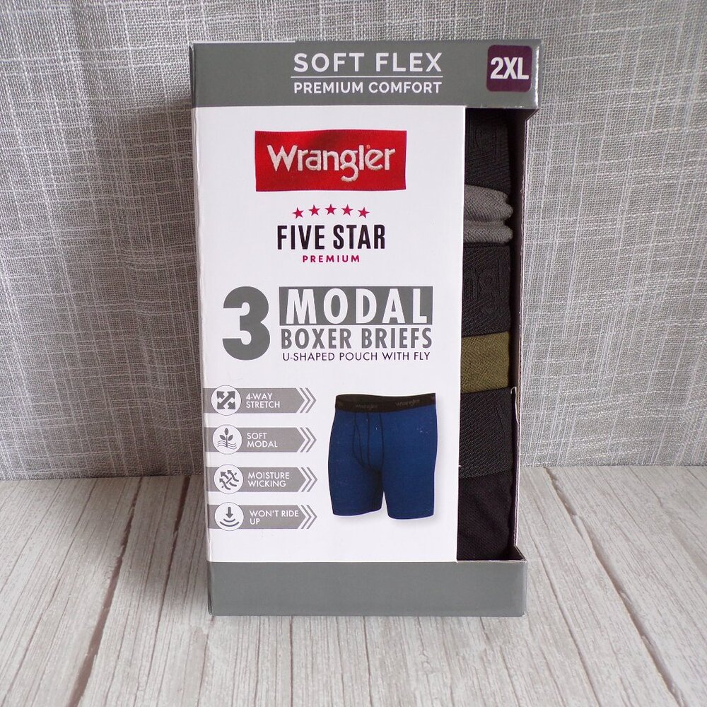 Wrangler 3-Pack Men's Modal Soft Flex Boxer Briefs